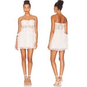 For Love & Lemons | Jules Mini Dress in White - Size Medium